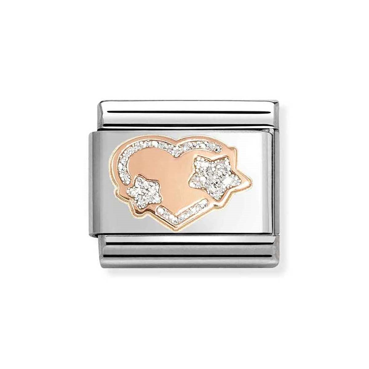 Nomination Rose Gold Silver Glitter Star Heart Charm