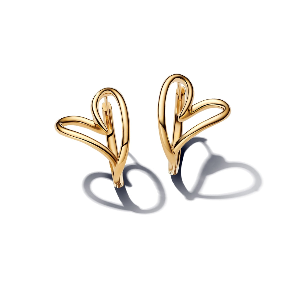 Pandora Gold Heart Hoop Earrings