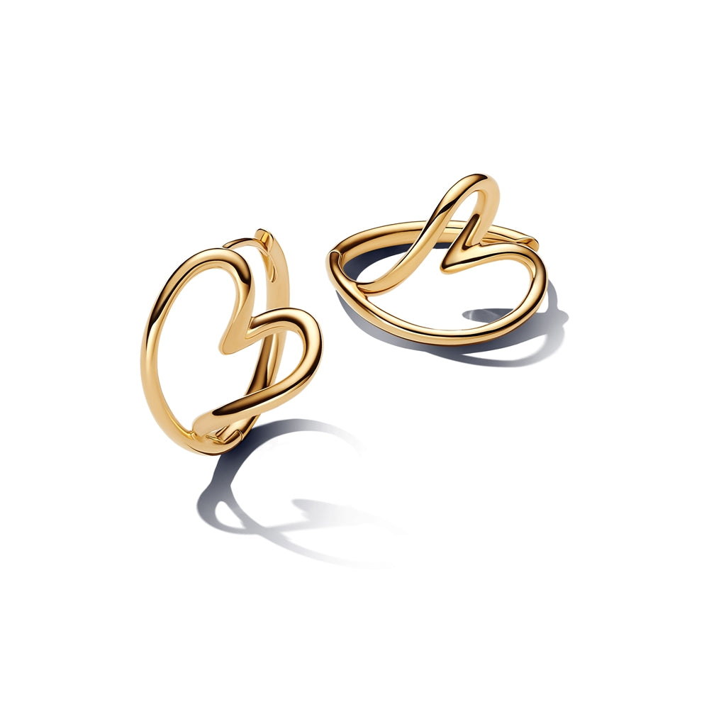 Pandora Gold Heart Hoop Earrings