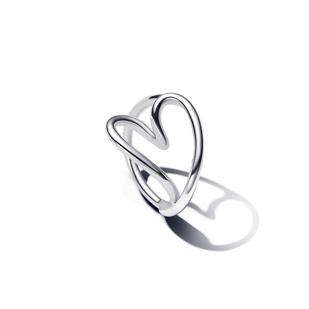 Pandora Silver Openwork Heart Ring