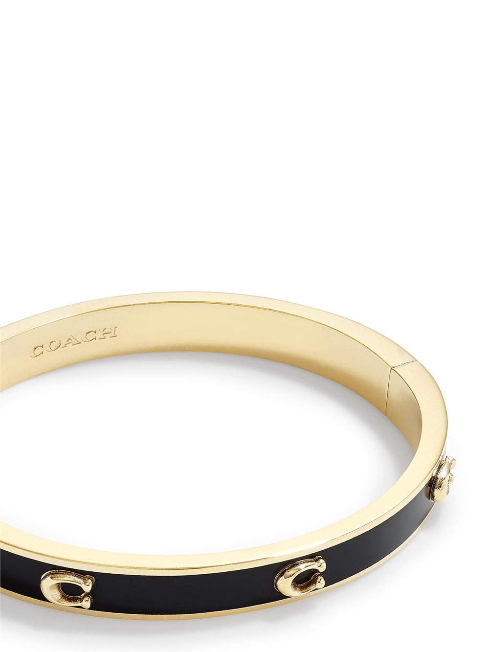 Coach Gold Black Pegged C Hinged Bangle
