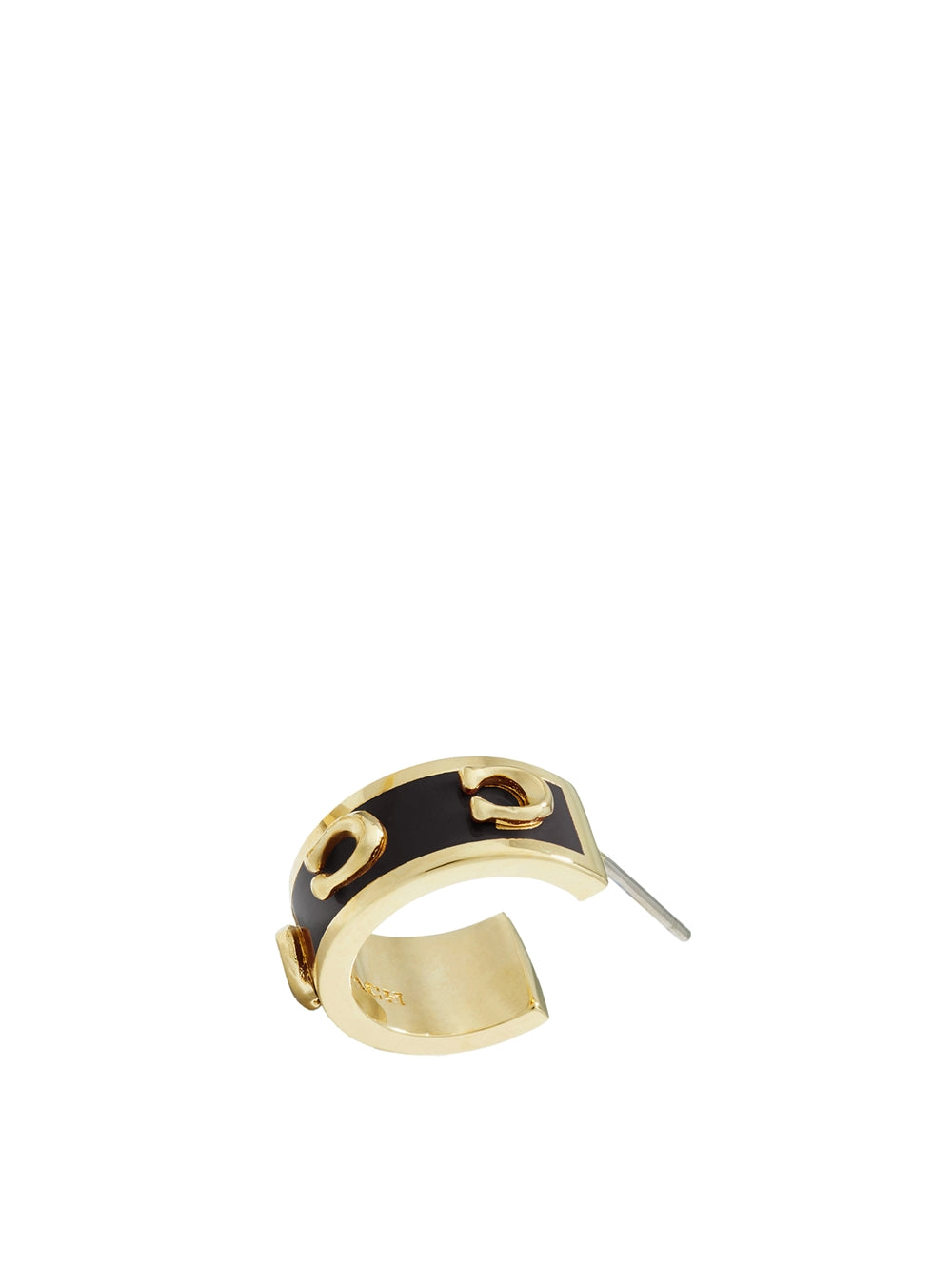 Coach Gold Black Pegged C Hoop Earrings