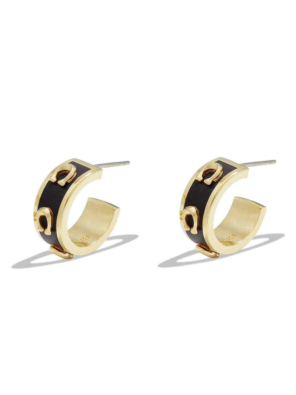 Coach Gold Black Pegged C Hoop Earrings