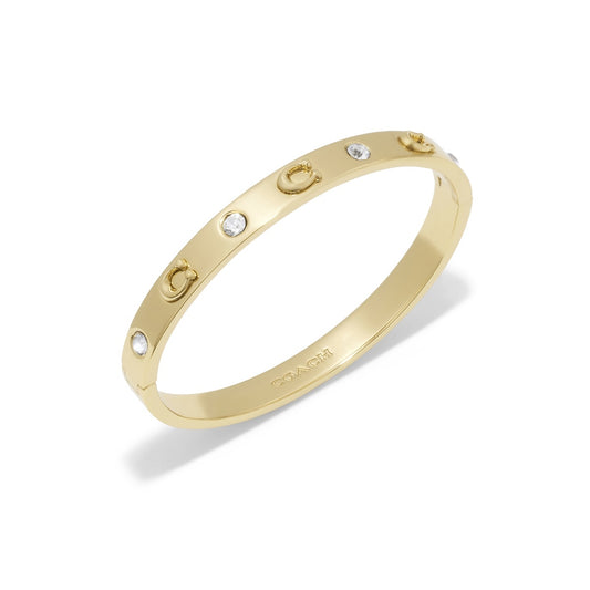 Coach Gold Boxed C Logo Hinged Bangle