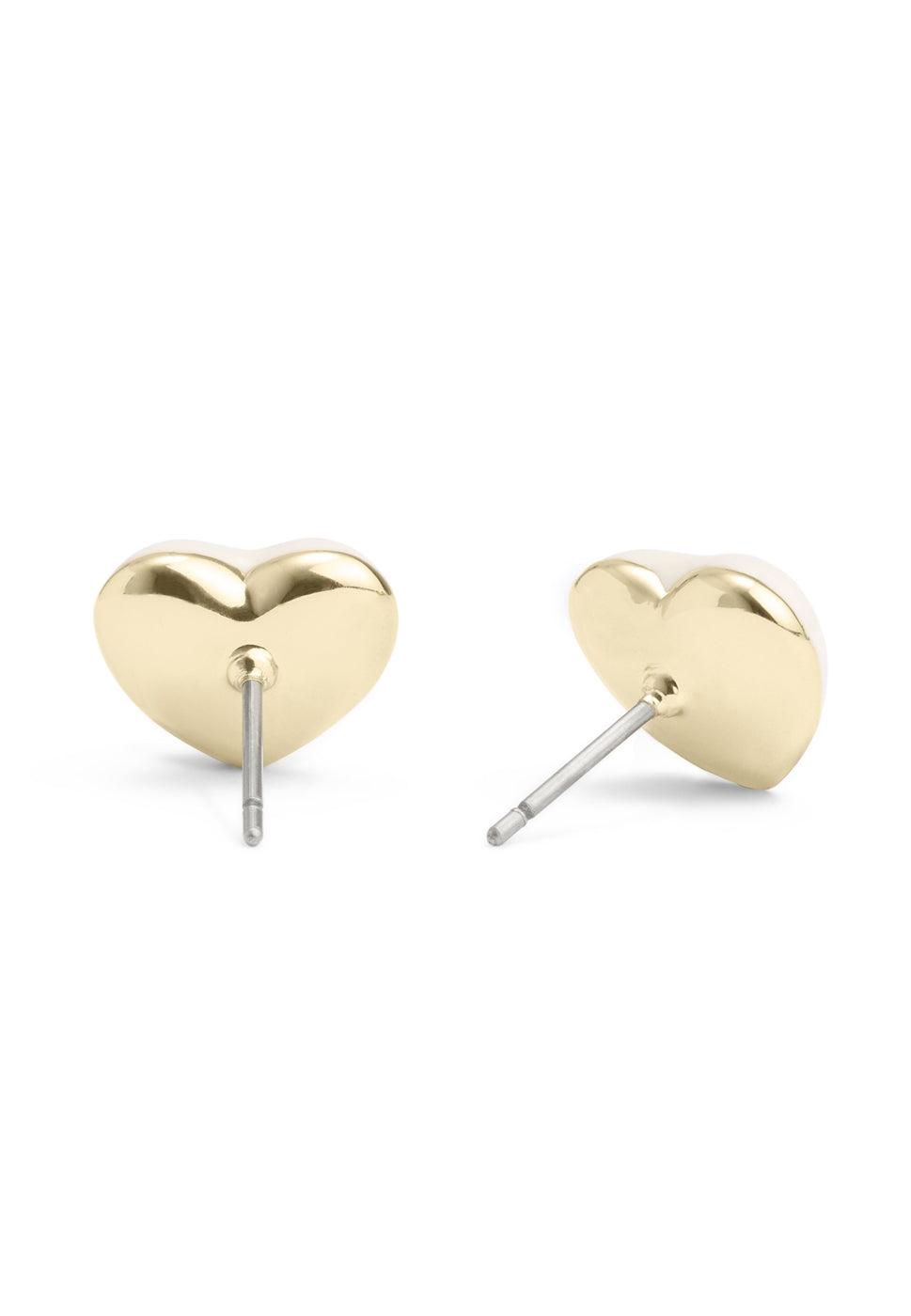 Coach Gold Boxed White Enamel Heart Stud Earrings