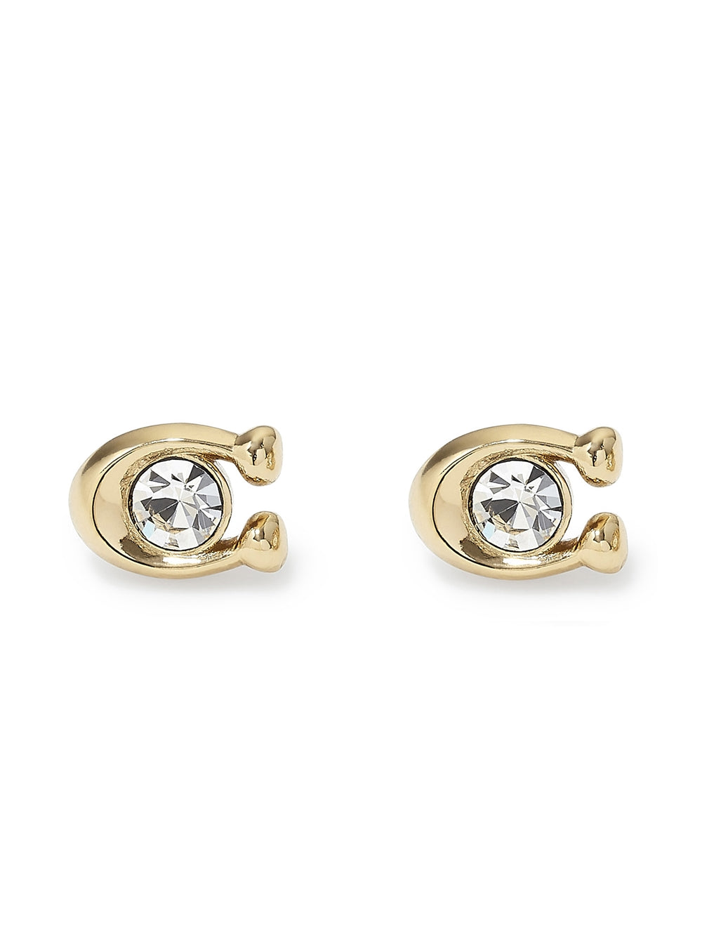 Coach Gold C Crystal Starter Stud Earrings