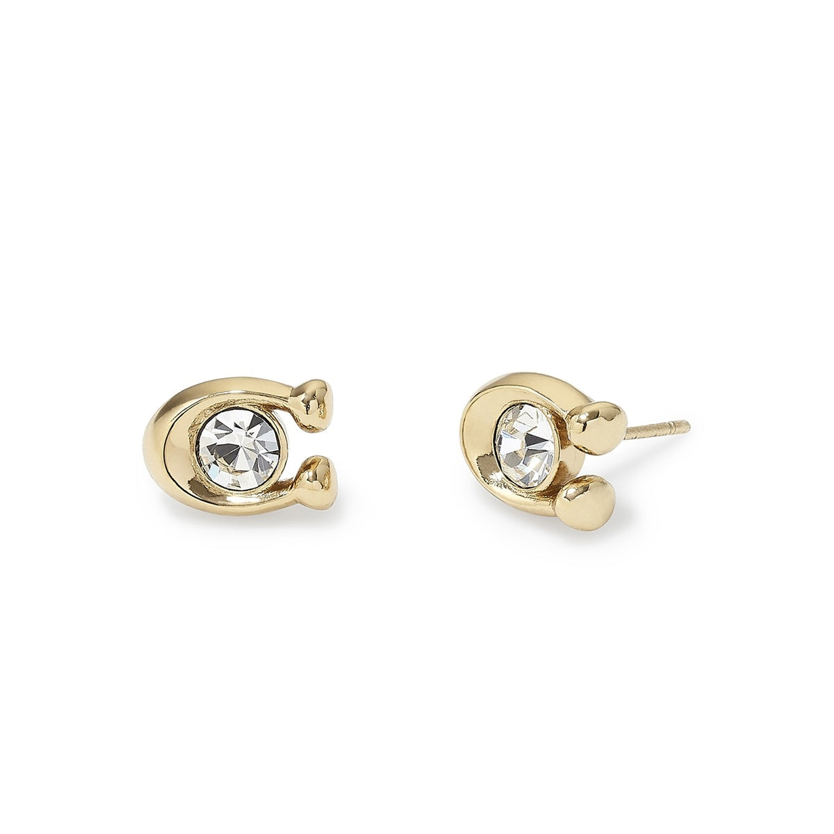 Coach Gold C Crystal Starter Stud Earrings