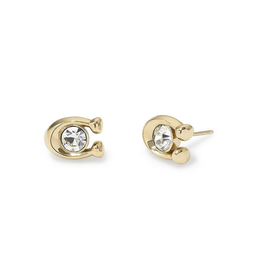 Coach Gold C Crystal Starter Stud Earrings