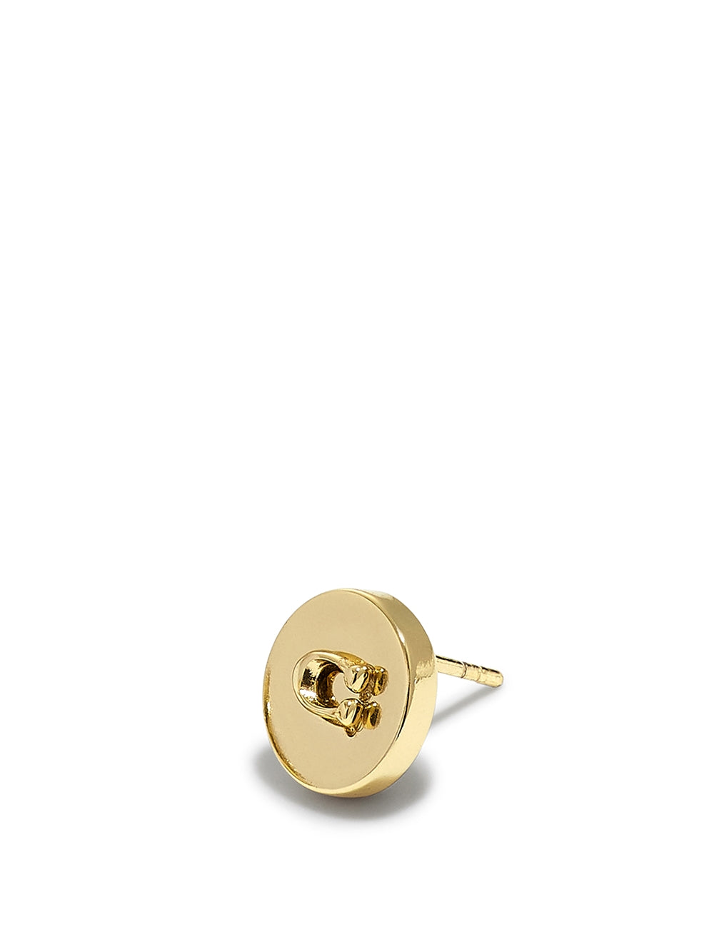 Coach Gold C Disc Stud Earrings
