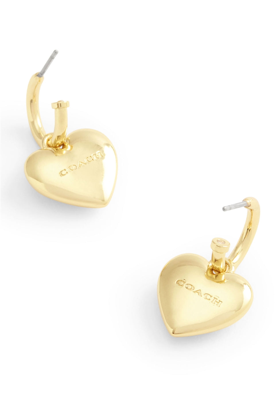 Coach Gold C in Heart Huggie Earrings
