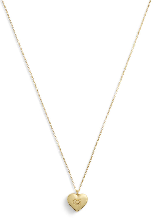 Coach Gold C In Heart Necklace