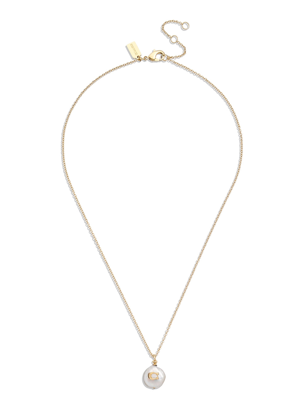 Coach Gold C Pearl Disc Necklace
