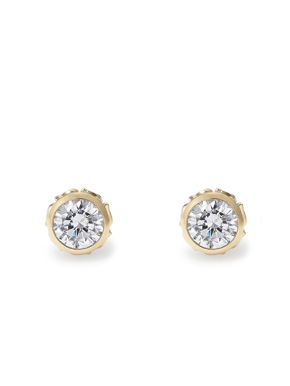 Coach Gold C Bezel Crystal Stud Earrings