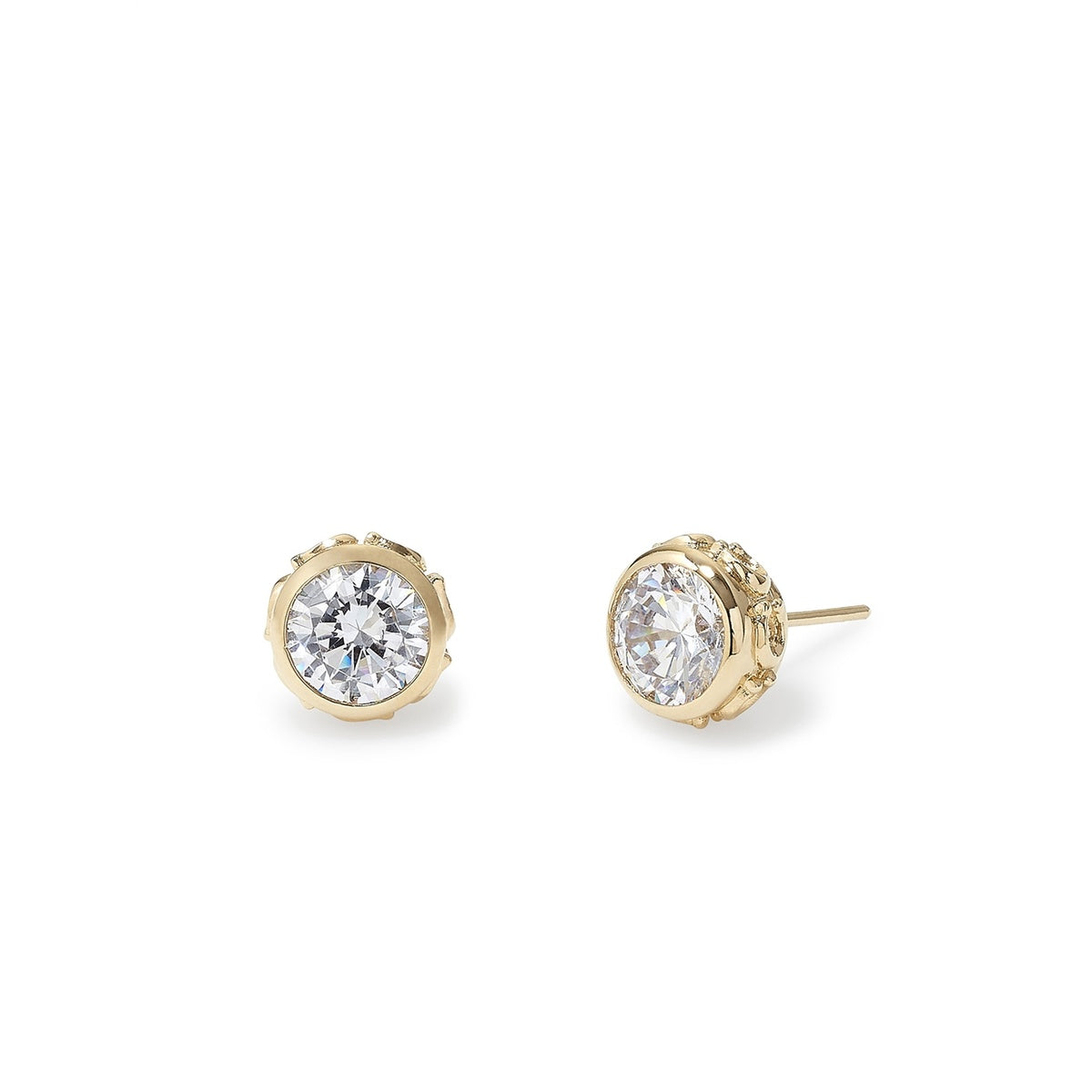 Coach Gold C Bezel Crystal Stud Earrings