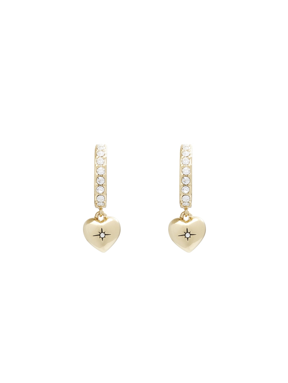 Coach Gold Heart Pave Huggie Earrings