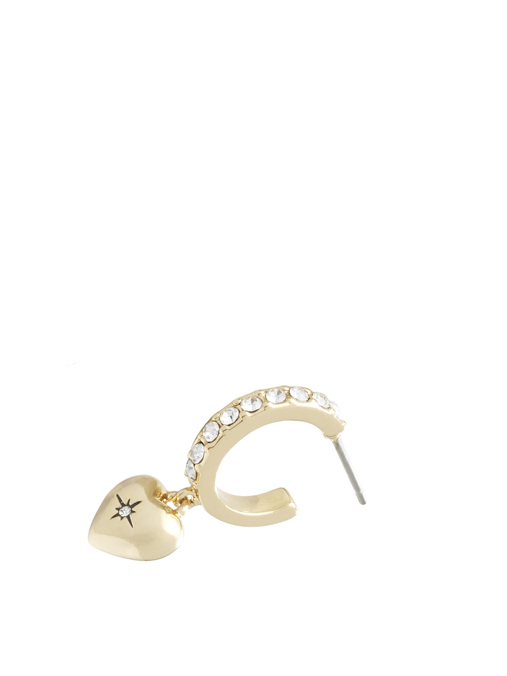 Coach Gold Heart Pave Huggie Earrings