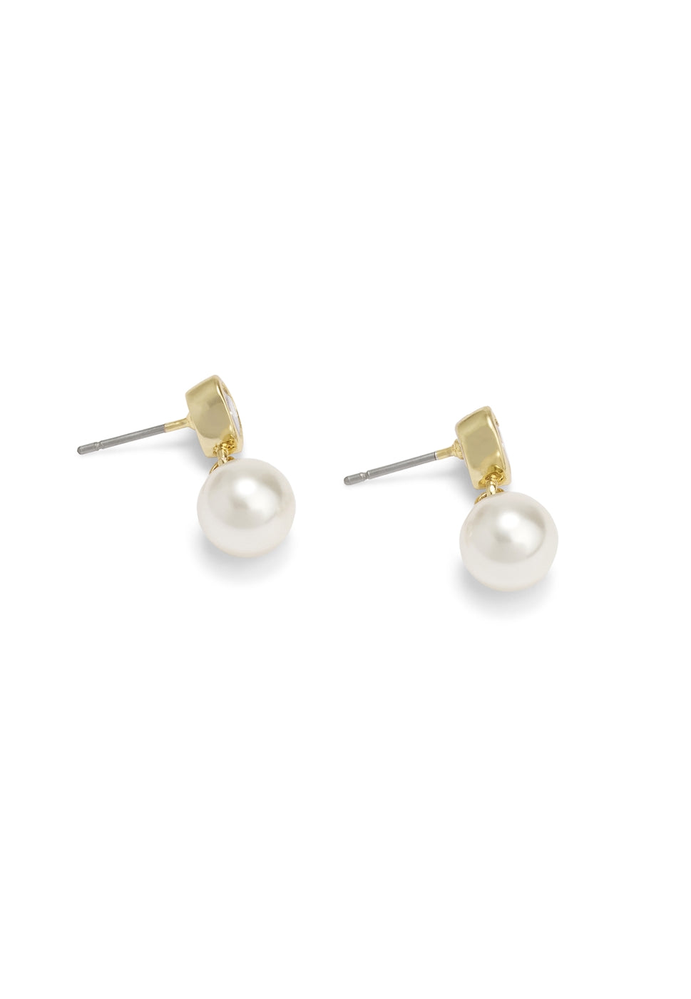Coach Gold Heart White Pearl Drop Earrings