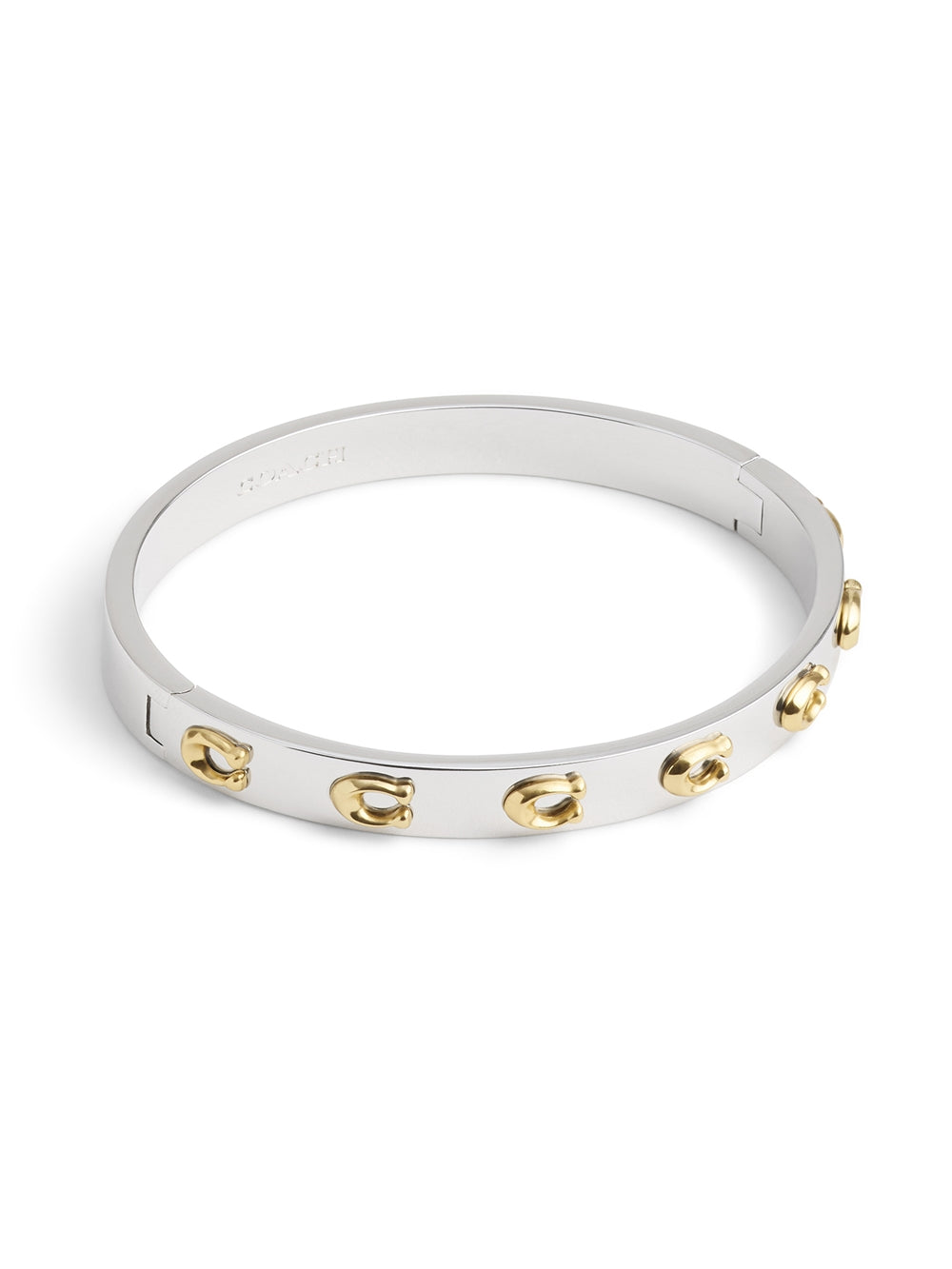 Coach Gold Mix C Logo Hinged Bangle