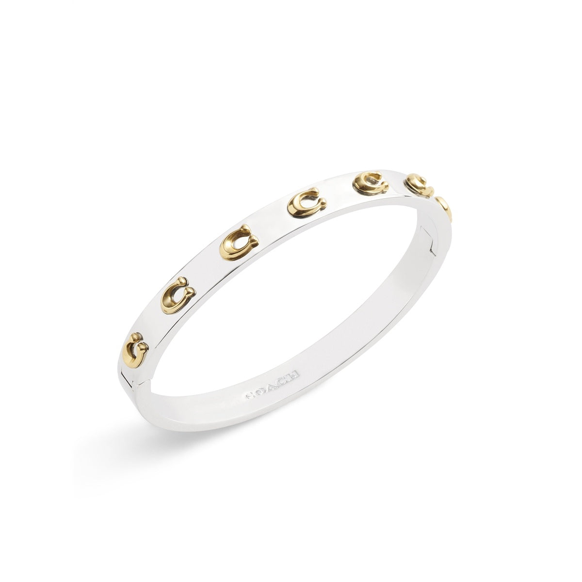 Coach Gold Mix C Logo Hinged Bangle