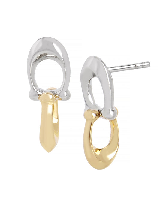 Coach Gold Mix Double C Drop Earrings