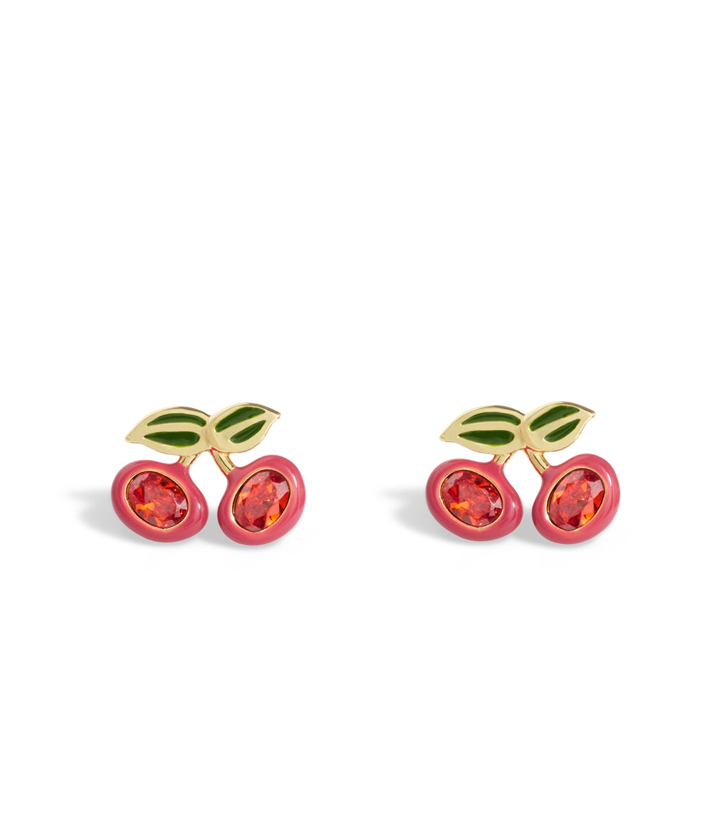 Coach Gold Red Cherry Stud Earrings