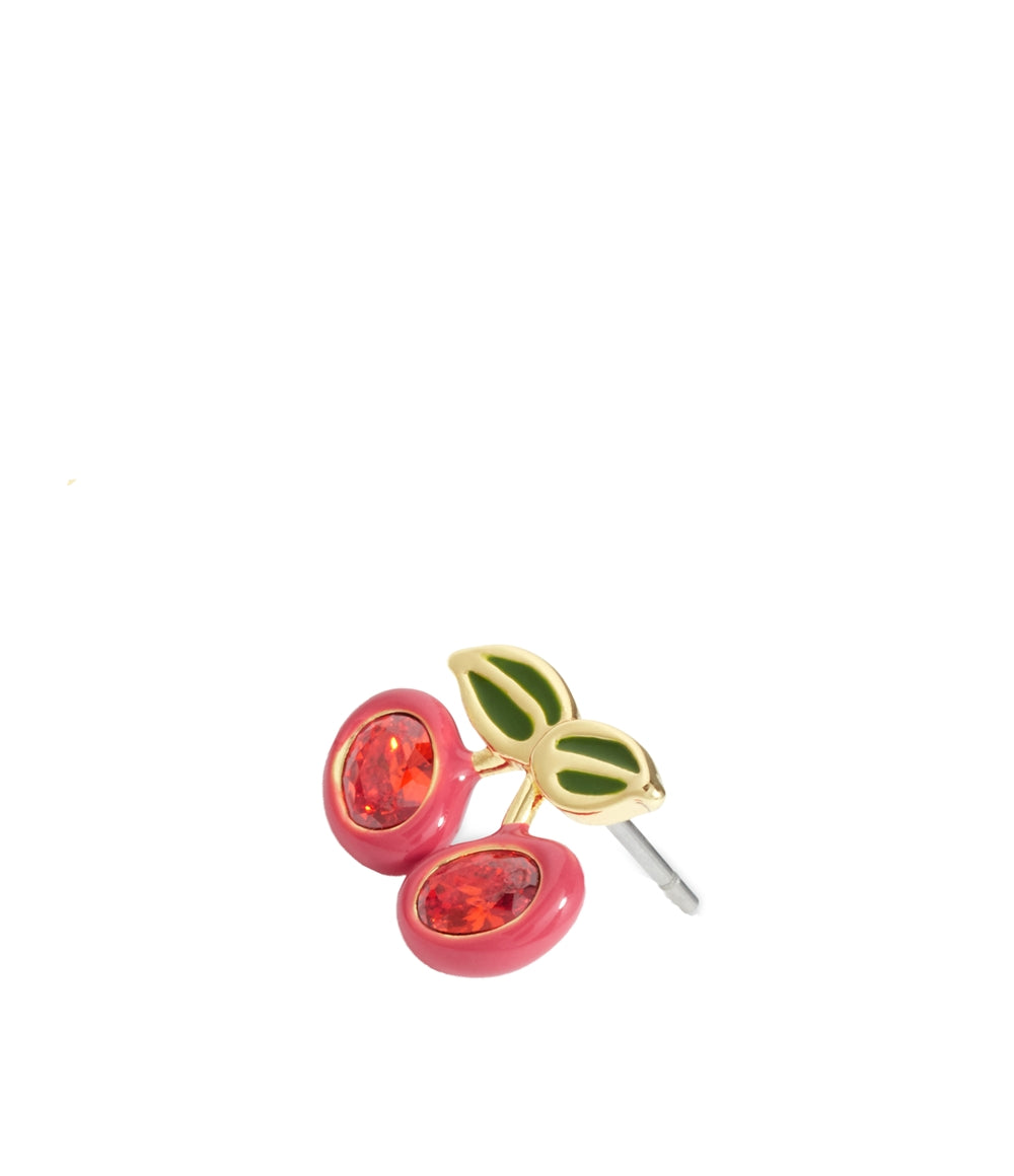Coach Gold Red Cherry Stud Earrings