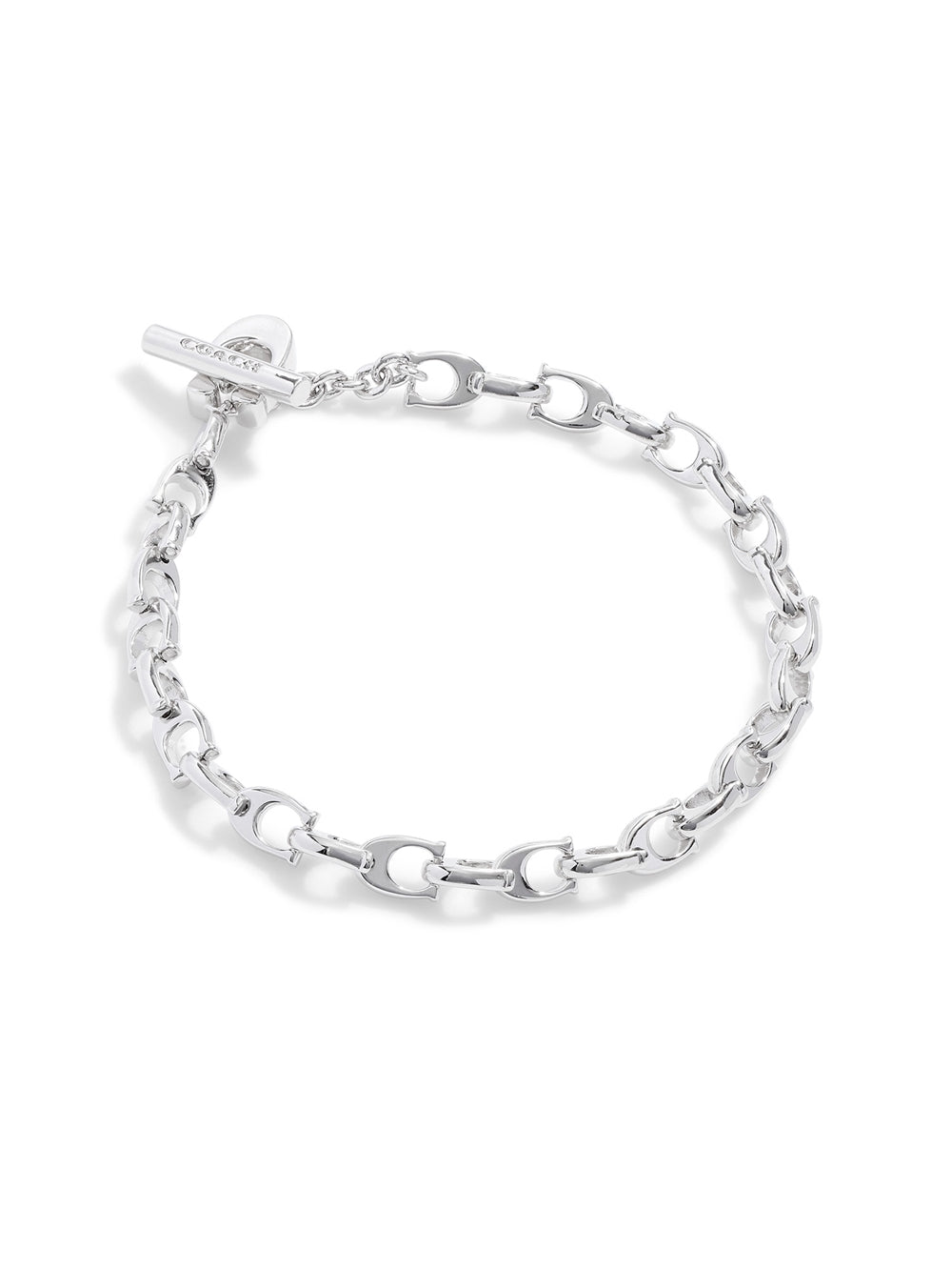 Coach Silver C Link Chain Flex Bracelet