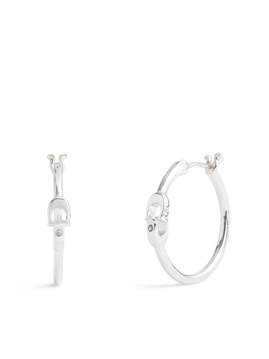 Coach Silver Interlinked C Hoop Earrings