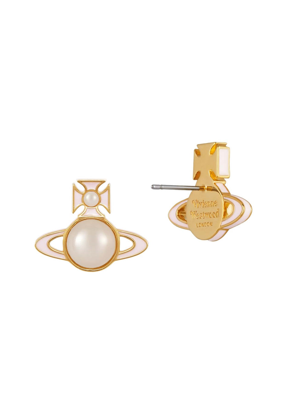 Vivienne Westwood Gold Pink Tillya Stud Earrings