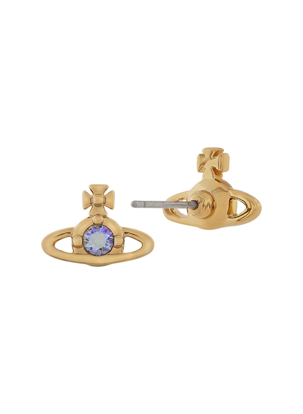 Vivienne Westwood Gold Pink Nano Solitaire Earrings