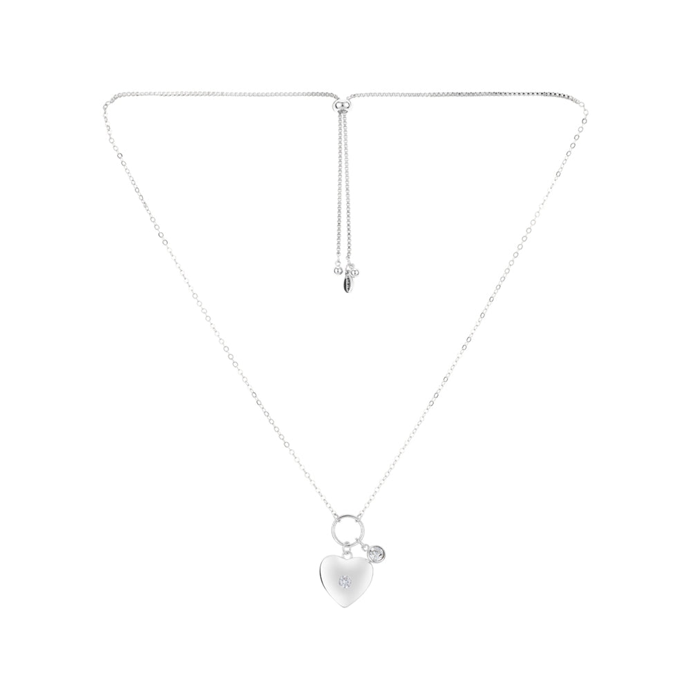 Karma Silver Heart Slide Ring Necklace
