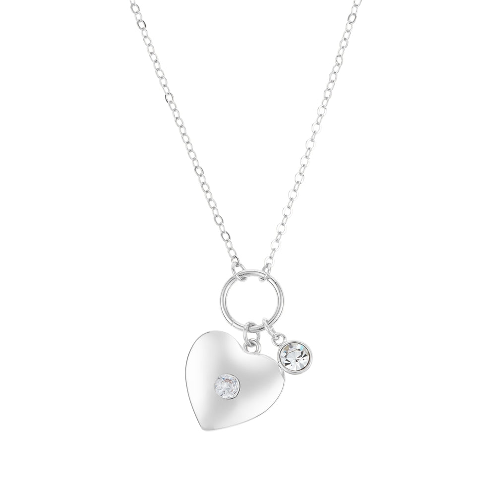 Karma Silver Heart Slide Ring Necklace
