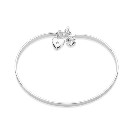 Karma Silver Heart T-Bangle