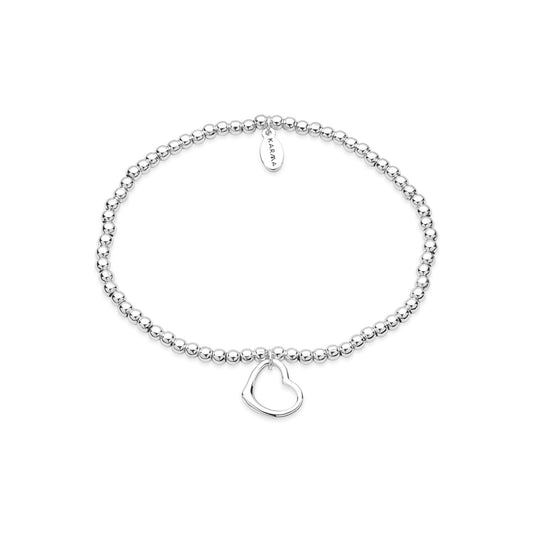 Karma Silver Open Heart Stretch Bracelet