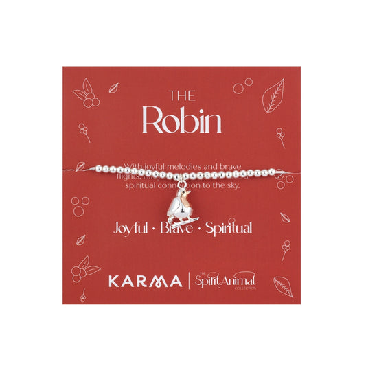 Karma Silver Robin Stretch Bracelet
