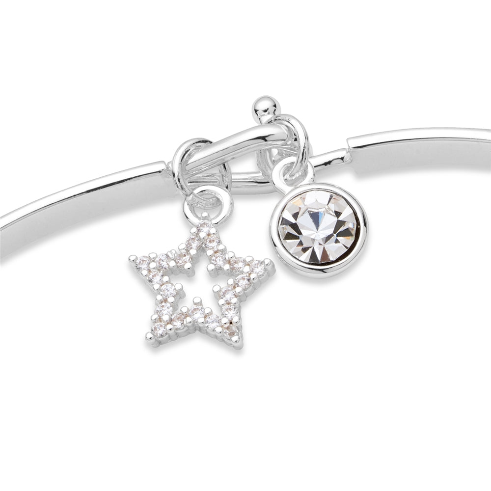 Karma Silver Star T-Bangle