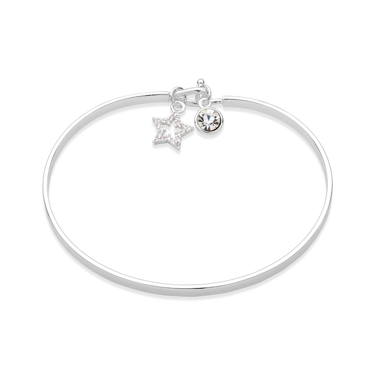 Karma Silver Star T-Bangle