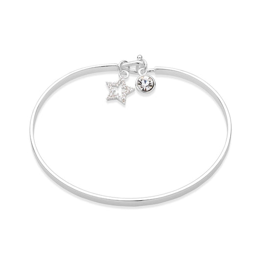Karma Silver Star T-Bangle