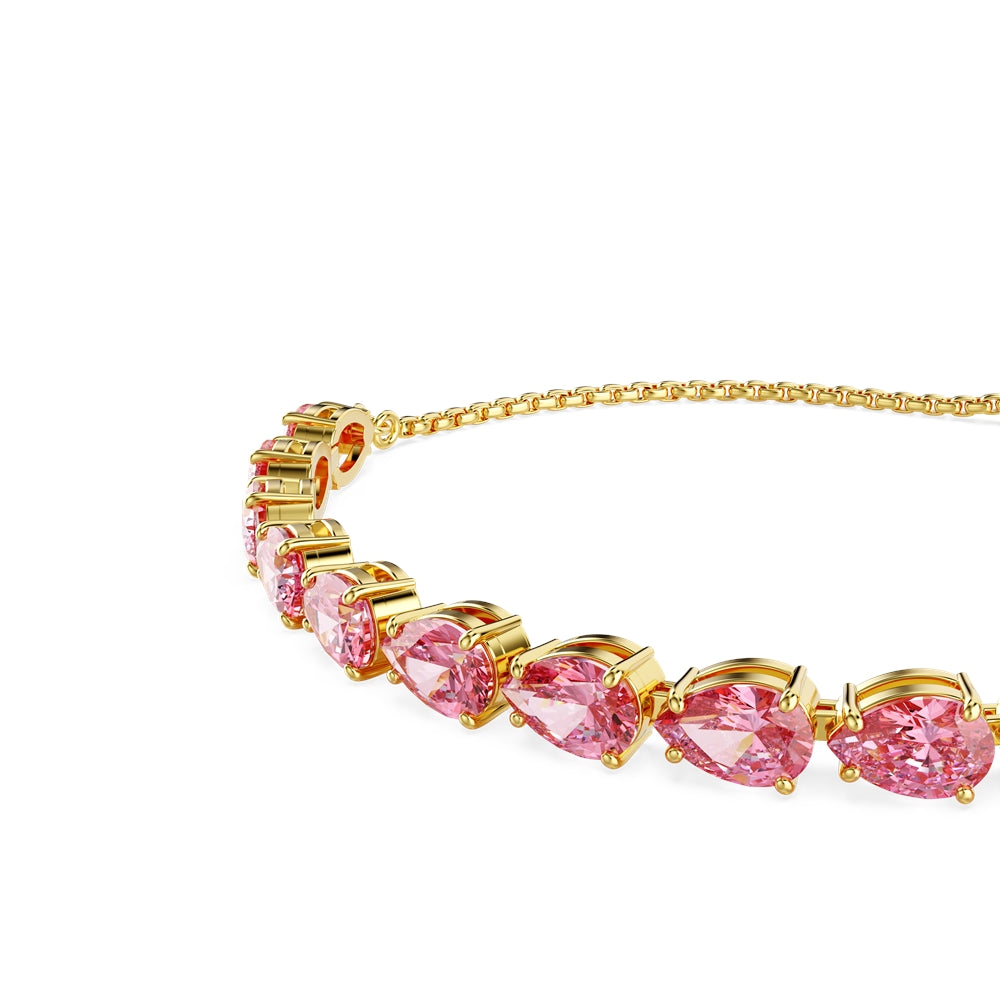Swarovski Matrix Gold Tone Pink Pear Crystal Bracelet