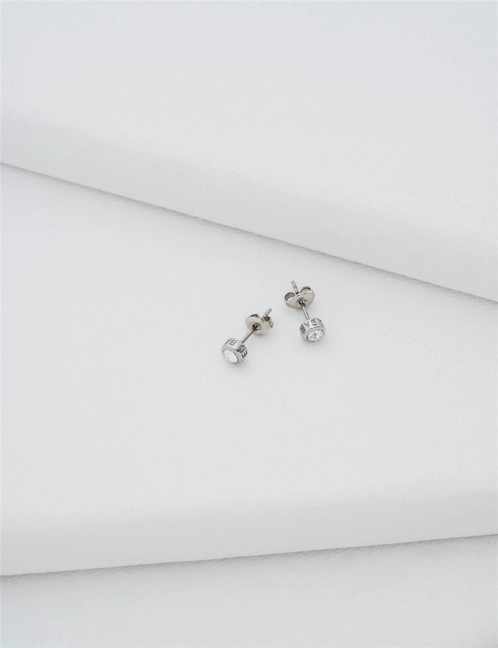 Ted Baker Silver Sinee White Crystal Stud Earrings