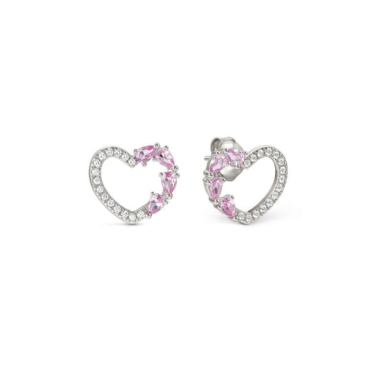 Nomination Silver Pink Crystal Heart Earrings