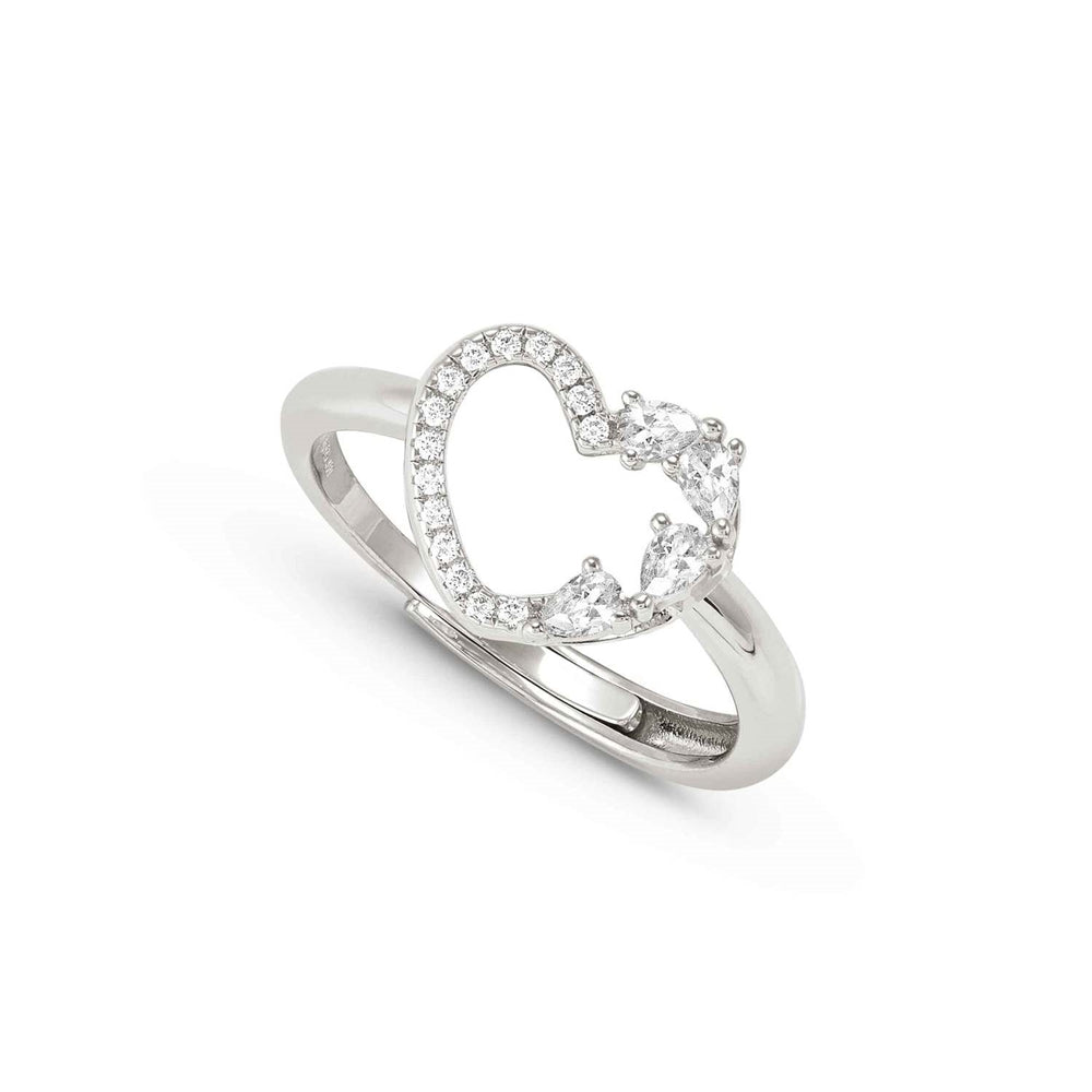 Nomination Silver White Crystal Heart Adjustable Ring