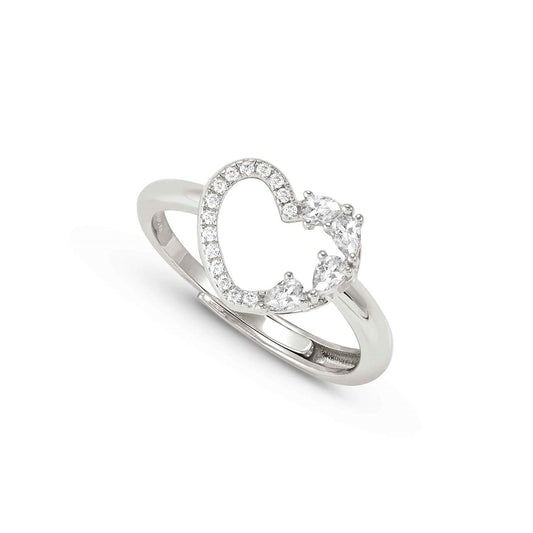 Nomination Silver White Crystal Heart Adjustable Ring