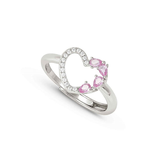 Nomination Silver Pink Crystal Heart Adjustable Ring
