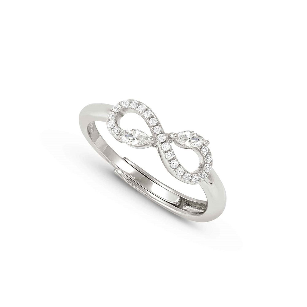 Nomination Silver White Crystal Infinity Adjustable Ring
