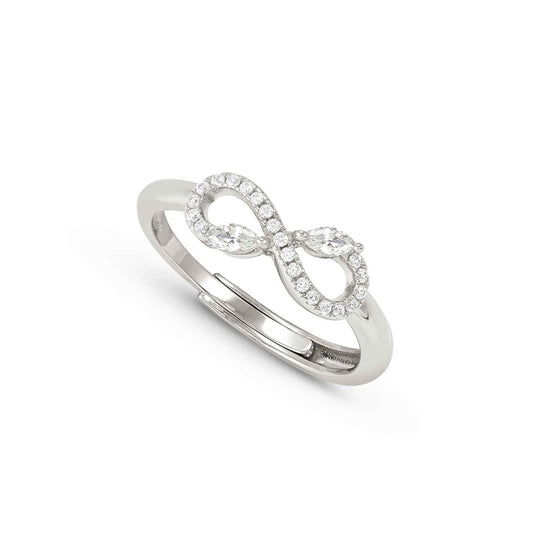 Nomination Silver White Crystal Infinity Adjustable Ring
