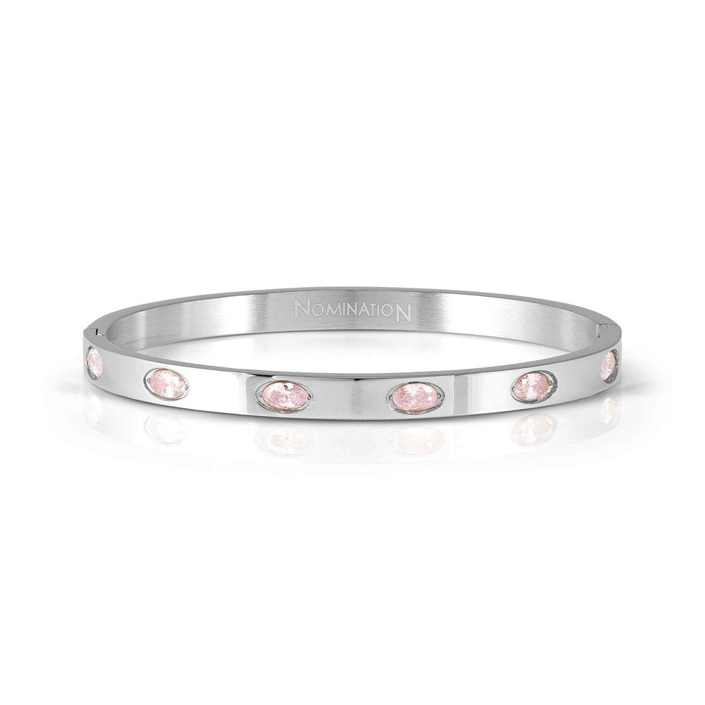 Nomination Pretty Bangles Silver Pink Oval Crystal Large Bangle