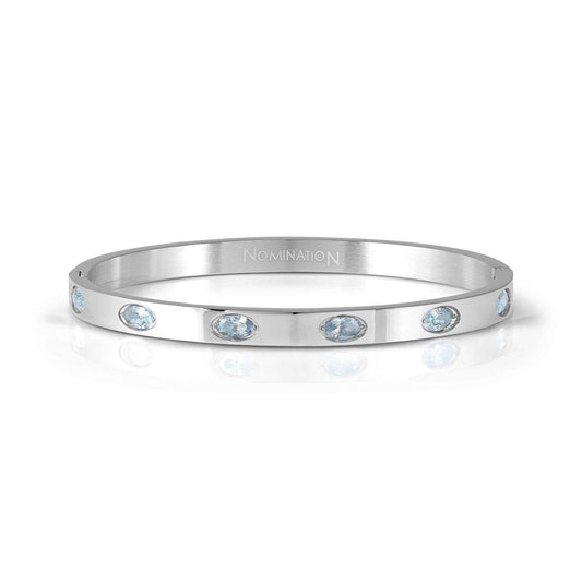 Nomination Pretty Bangles Silver Blue Oval Crystal Large Bangle