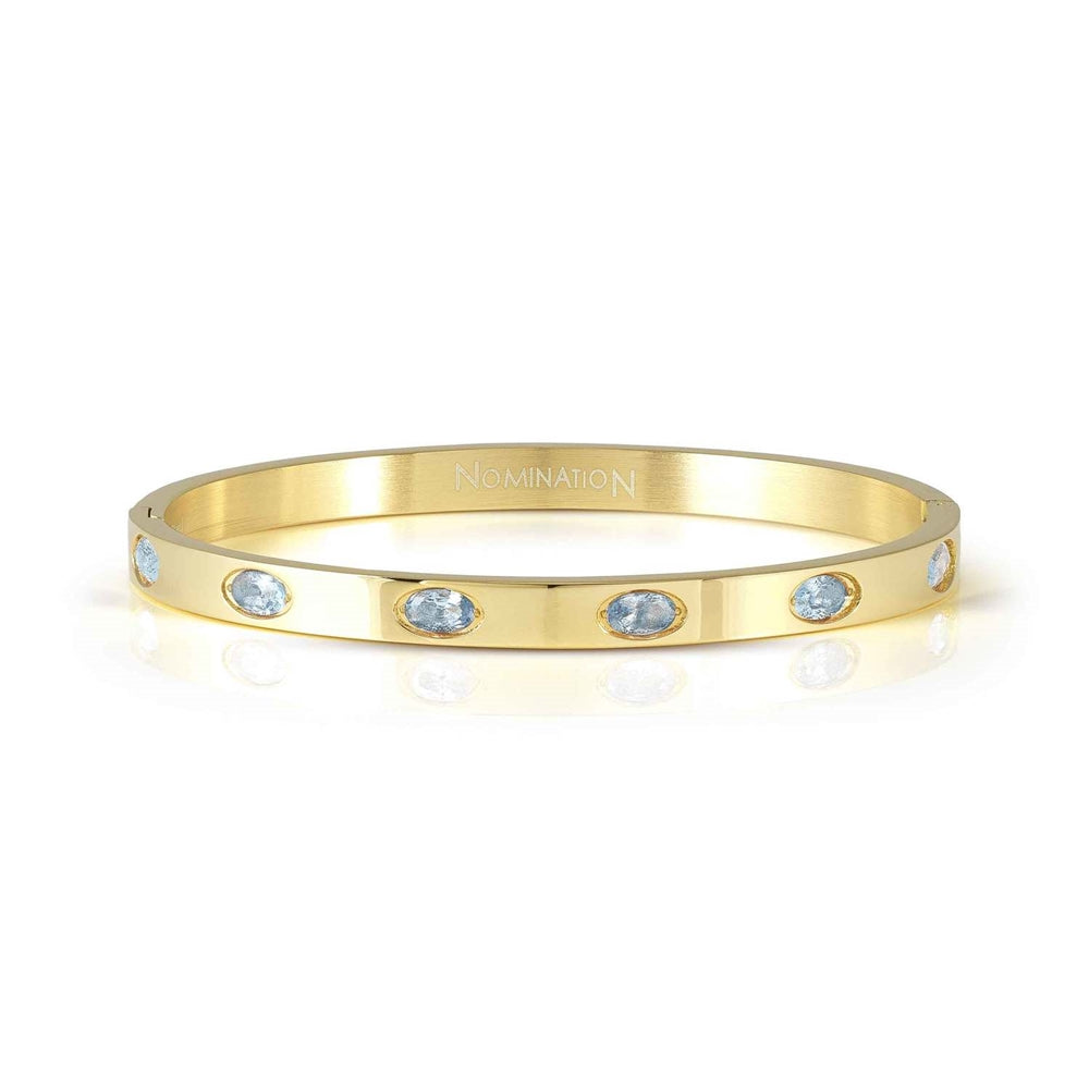 Nomination Pretty Bangles Gold Blue Oval Crystal Large Bangle