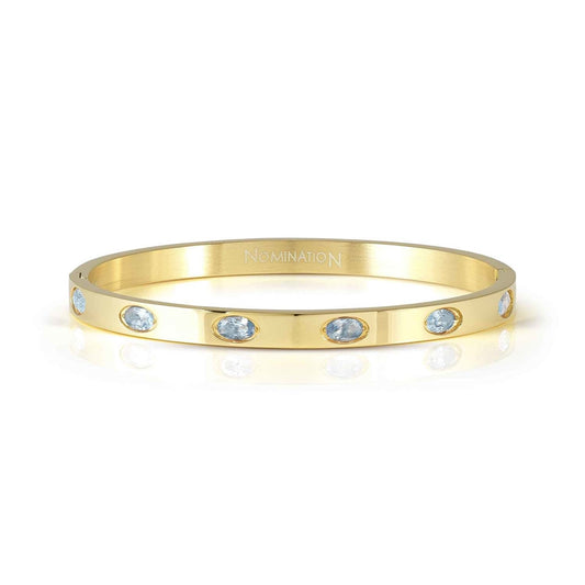 Nomination Pretty Bangles Gold Blue Oval Crystal Large Bangle
